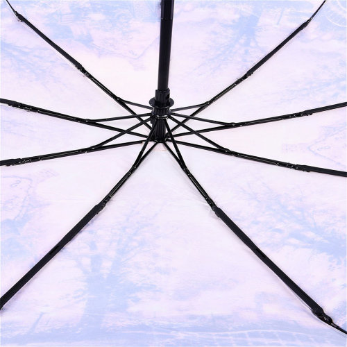 Зонт женский 3 сложения полуавтомат "Города" 9 спиц