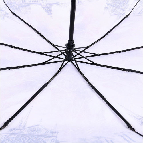 Зонт женский 3 сложения полуавтомат "Города" 9 спиц